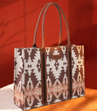 Wrangler Southwestern Pattern Dual Sided Print Canvas Wide Tote ~ Light Coffee