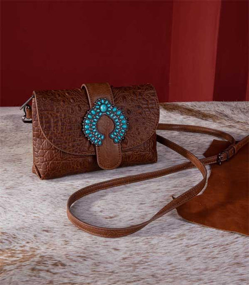 Wrangler Croc Embossed Crossbody - Brown