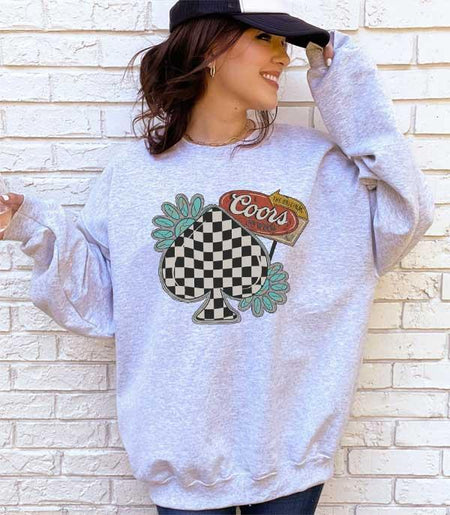 Charcoal Checkered Mama Sweatshirt