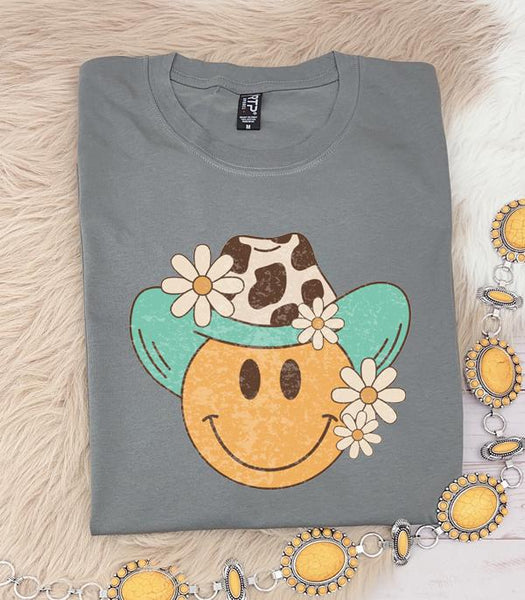 Cowboy Smile Face Graphic Tee