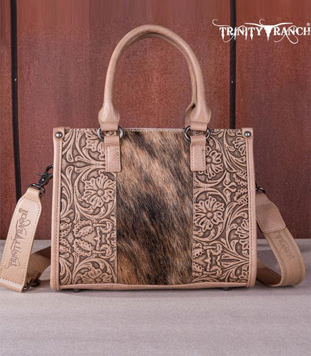 Trinity Ranch Cowhide Tooled Bag - Red