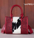 Trinity Ranch Cowhide Tooled Bag - Red
