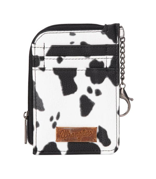 Wrangler Cow Print Zip Card Case - Black