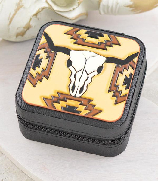 Mini Aztec Steer Jewelry Case