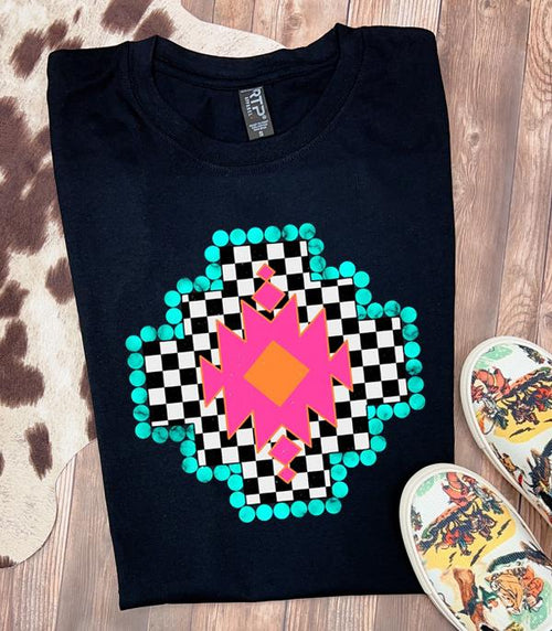 Aztec Checker Tee