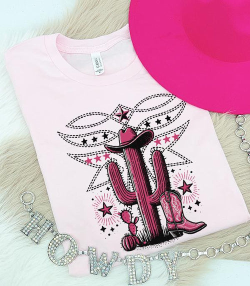 Pink Bootstitch Western Scene Tee