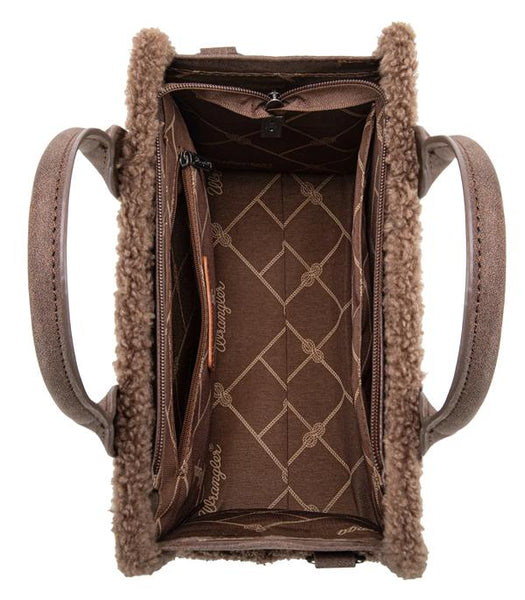 Wrangler Aztec Sherpa Tote Crossbody Bag - Brown