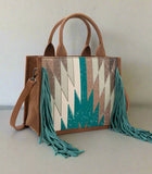 Aztec Fringe Concealed Carry Purse - Turquoise