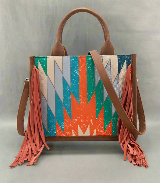 Aztec Fringe Concealed Carry Purse - Orange