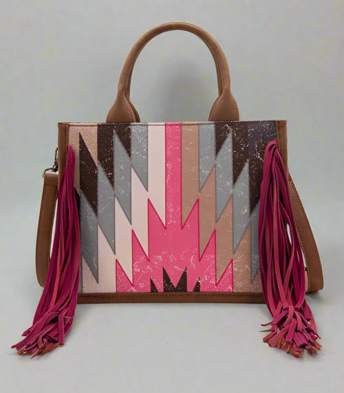 Aztec Fringe Concealed Carry Purse - Pink