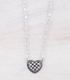 Checkered Heart Necklace