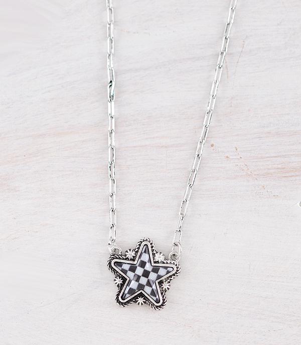 Checkered Star Necklace