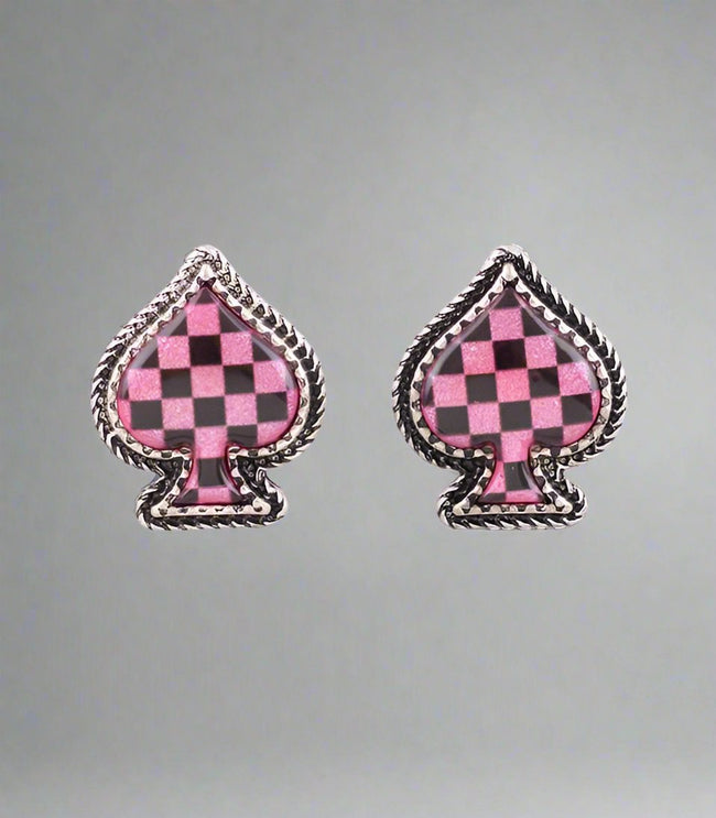 Spade Earrings - Pink