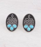 Boot Stitch Oval Earrings