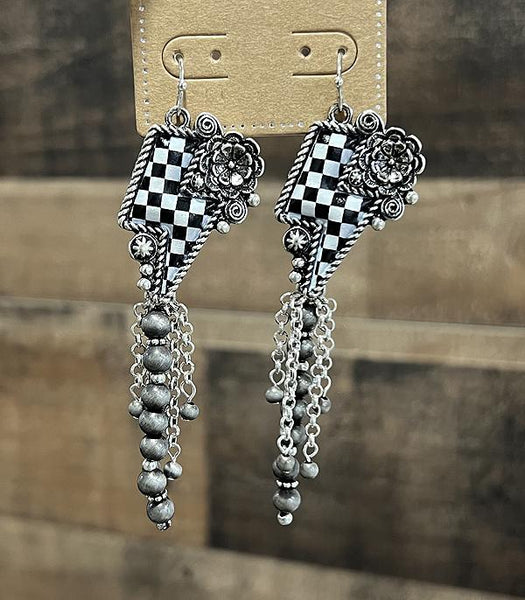 Checker Cowgirl Charm Earrings