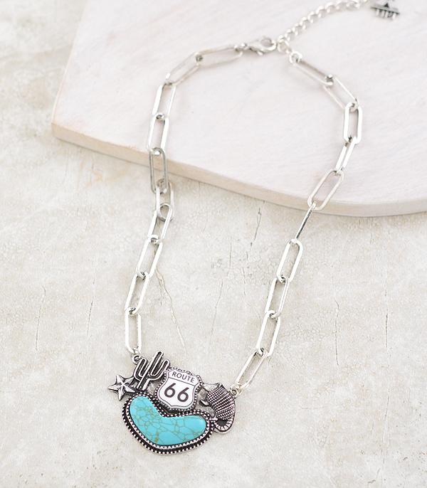 Route 66 Turquoise Pendant Necklace