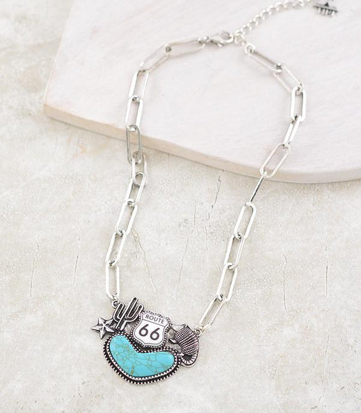 Route 66 Turquoise Pendant Necklace