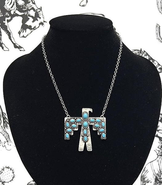 Western Turquoise Thunderbird Necklace