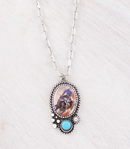 TURQUOISE & ORANGE SPINY OYSTER LIQUID SILVER NECKLACE