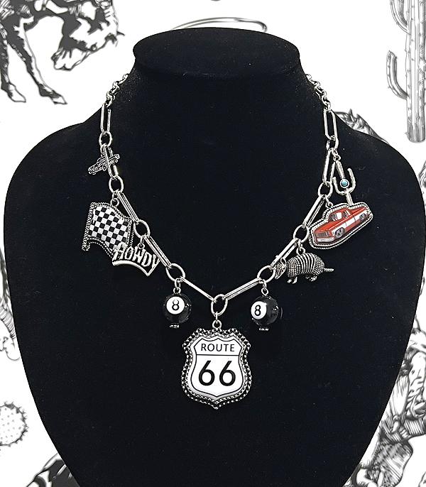 Western Route 66 Charm Necklace
