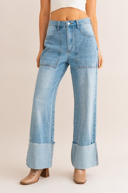 RISEN - Distressed Ankle Bootcut Jeans
