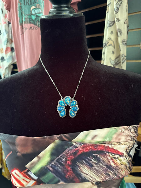 Blue Opal Squash Style Necklace