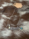 COWBOY BOOTS SPUR NECKLACE - SILVER / TURQUOISE