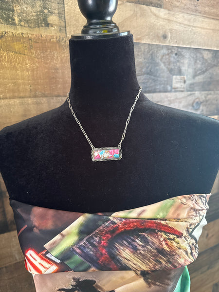Cotton Candy Semi Stone Bar Necklace