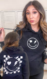 Smiley Checkerboard Graphic Hoodie