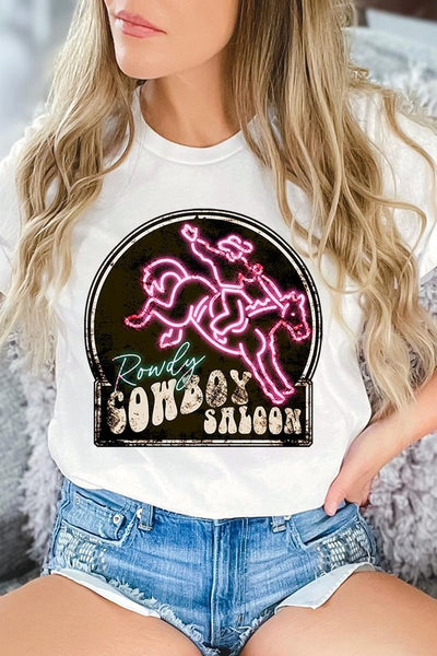 Cowboy Saloon Neon Sign Graphic Tee