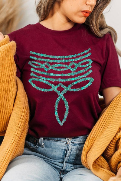 Turquoise Stone Boot Stitch Graphic T Shirts