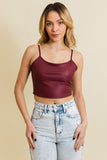 Strap Faux Leather Crop Cami Top