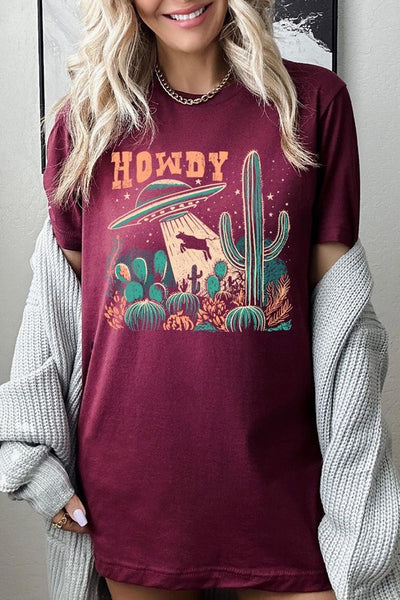 Howdy Cow Abduction Graphic Tee - Multiple Colors