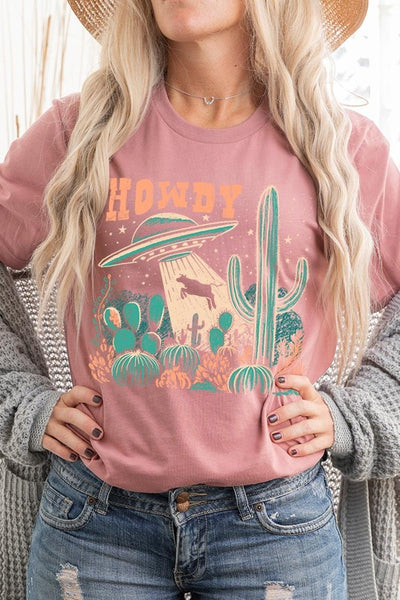 Howdy Cow Abduction Graphic Tee - Multiple Colors