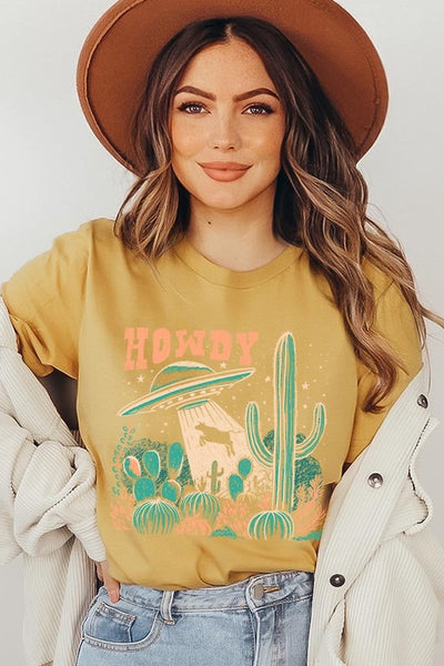 Howdy Cow Abduction Graphic Tee - Multiple Colors