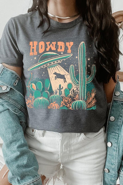 Howdy Cow Abduction Graphic Tee - Multiple Colors