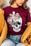 Floral Skull Graphic Tee - Multiple Colors