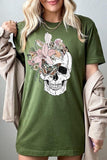 Floral Skull Graphic Tee - Multiple Colors