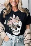 Floral Skull Graphic Tee - Multiple Colors