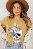 Floral Skull Graphic Tee - Multiple Colors