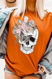 Floral Skull Graphic Tee - Multiple Colors