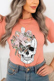 Floral Skull Graphic Tee - Multiple Colors