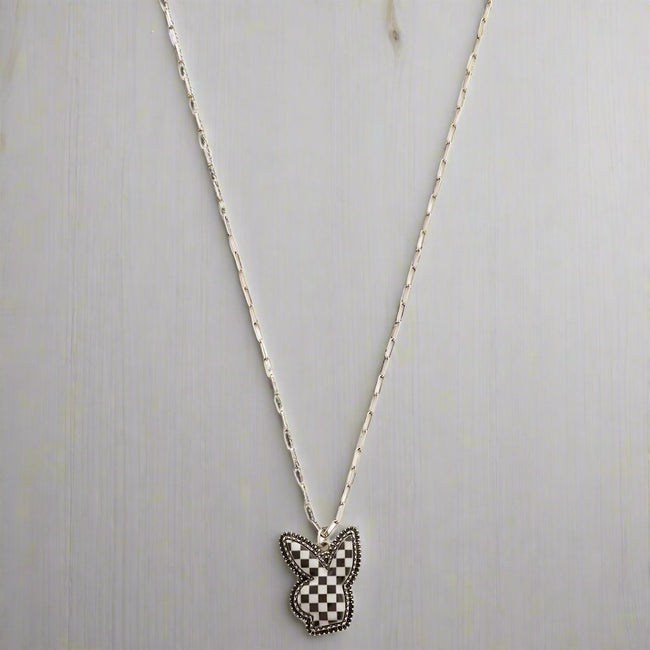 Checker Bunny Necklace