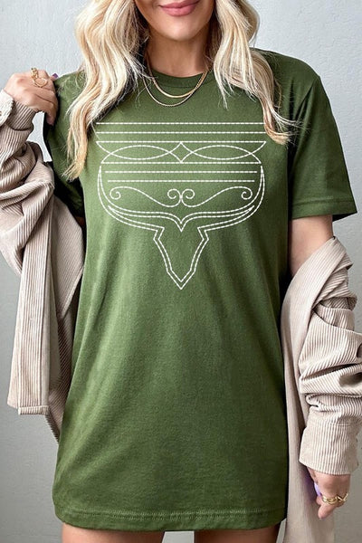 Western Boot Stitch Graphic Tee - Multiple Colors