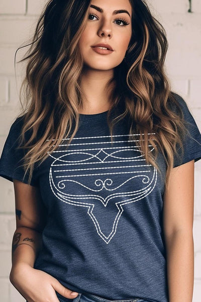 Western Boot Stitch Graphic Tee - Multiple Colors