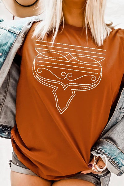 Western Boot Stitch Graphic Tee - Multiple Colors