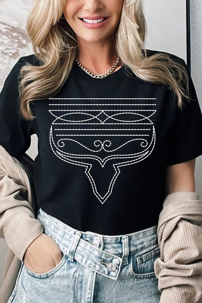 Western Boot Stitch Graphic Tee - Multiple Colors