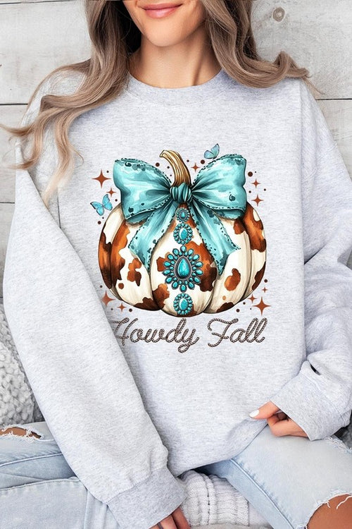 Howdy Fall Western Pumpkin Fleece Sweatshirts