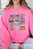 Turquoise Bow Western Fall Fleece Sweatshirts