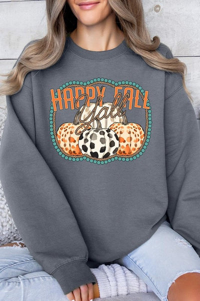 Happy Fall Y'all Graphic Fleece Sweatshirts